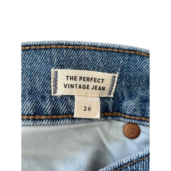 Madewell The Perfect Vintage Jeans Womens Size 26 Denim Blue Frayed Hem 47d - Picture 3 of 10